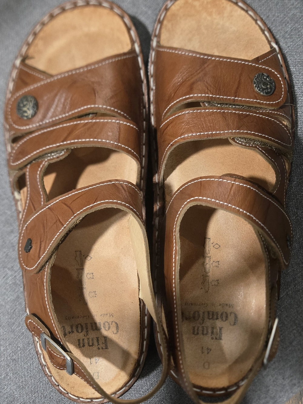 Finn Comfort Women's Brown Leather Adjustable Sandals